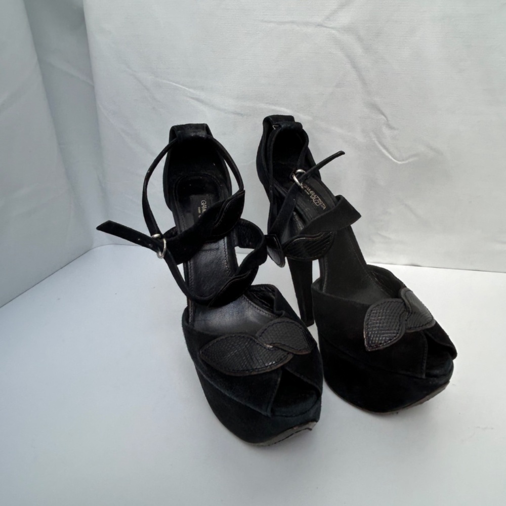 Giambattista Valli Italian Black Suede Sandals Pumps Heels - Size 7.5 - Picture 3 of 16